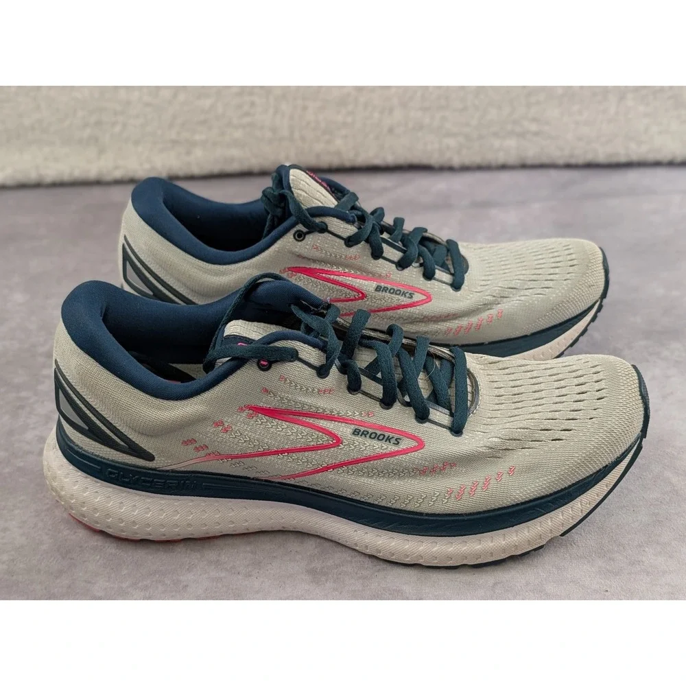 Brooks Glycerin 19 Womens Running Shoes Gray Pink Navy 1203431B110 Size 10.5